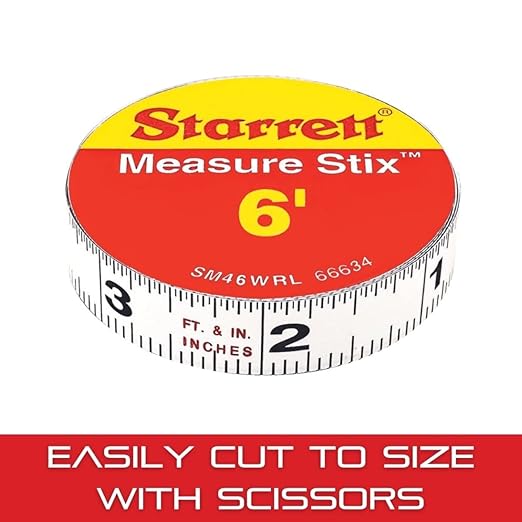 Starrett Tape Measure Stix with Adhesive Backing - Mount to Work Bench, Saw Table, Drafting Table - 1/2" x 6', Standard Imperial, Right-Left Reading - SM46WRL