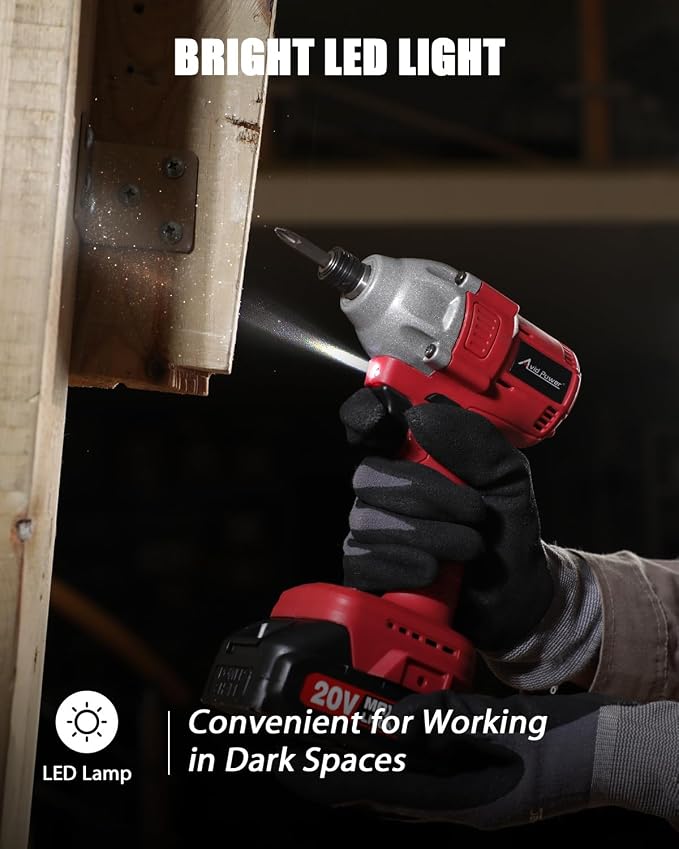 AVID POWER 20V Brushless 1/4'' Impact Driver Kit, 2220in-lbs High Torque, 2-Speed Mode, Variable Speed Cordless Impact Driver, Brake Stop Function, Compact Design with LED Light, 4 Sockets & 4 Bits