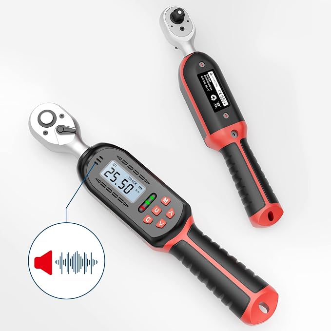 VANPO 1/4 Inch Digital Torque Wrench, 1.1-22.1 Ft-lbs/1.5-30Nm, with Preset Values, 2% Accuracy, Buzzer and LED Notification, Small Electronic Torque Wrench for Bicycles | 1.5-30 N.m Electronic Torque Wrench Set with Preset Values, 2% Accuracy, Buzzer ...