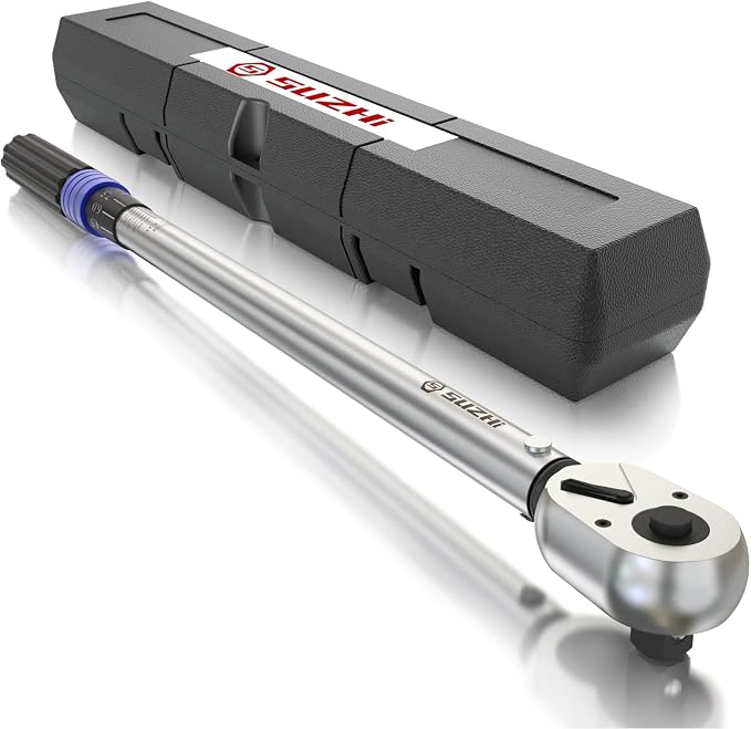 SuZhi 3/4'' inch drive 100-400 ft lb/136-542N.M Torque Wrench/Aluminum Alloy handle & Cr-Mo Material Head, Heavy Duty, Professional,Dual Direction, Store in Solid Case
