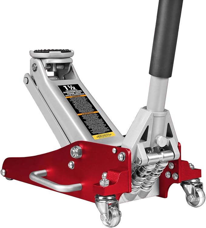Torin 2.5 Ton Low Profile Aluminum/Steel Racing Floor Jack with Dual Piston Quick Lift Pump, 5521 lb Capacity, Lift Range 3.94"-18.31", SUV & Truck Compatible, Red