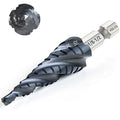 Matework M35 Cobalt Step Drill Bit, Four Spiral Flute Unibit Step Drill Bit (1/8"-1/2") Wear-Resistant TiAlN Coated, 1/4" Hex Shank for Metal, Carbon Steel, Stainless Steel, Wood, Plastic (13 Size)