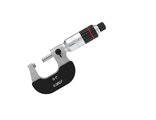 Professional Outside Micrometer, Precision Measurement Tool, 0-1 Inch Range with 0.0001 Inch Accuracy, Silver and Black