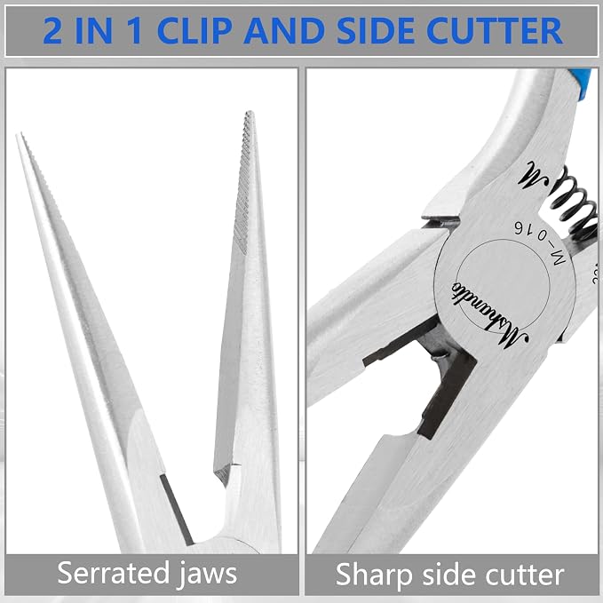 Needle Nose Pliers Set, 3 Pack 6.5"Long Nose Pliers for Wire Bending, High Carbon Steel Nose Plier, Serrated Jaw Pliers for Jewelry Making, Electronics Repair, Object Grasping, Craft Making
