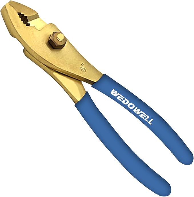 WEDOWELL 8" Brass Slip Joint Pliers,Wire Cutter with Rubber Grip Handle,Combination Pliers,Corrosion-resistance