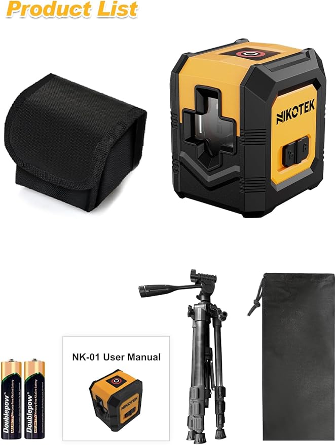 Nikotek Laser Level with Tripod, Self-Leveling Green Beam Horizontal and Vertical Cross-Line Laser for Home Decoration Carrying Pouch, Battery Included