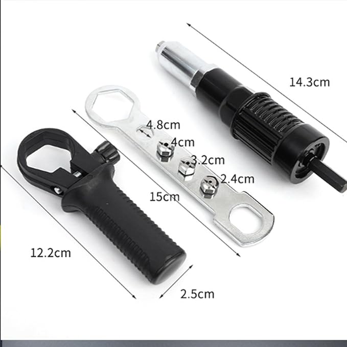 Professional Electric Rivet Gun Adapter Kit, Rivet Gun Adapter with Removable Plastic Handle, Alloy Steel Riveting Tool Attachment for Cordless Drill for Metal & Aluminum Work (2set)