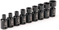 TEKTON 3/8 Inch Drive Universal Joint Impact Socket Set, 9-Piece | SID97000 | (5/16 - 3/4 in.), Shallow, 6-Point