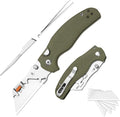Kizer C01C Uti 2 (Tool-Free Version) Utility Knife, Button Liner Lock Box Cutter Pocket Knife with 5PCS Razor Blades, Thumb Stud Folding Knives with Green G10 Handle for Men Women V3488.29JNM1