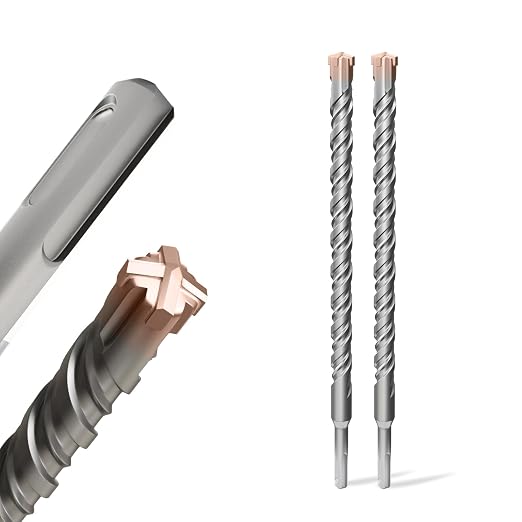 2PCS SDS Plus Rotary Hammer Drill Bits, 3/4"×12" （19mm×310mm） - 4 Carbide Cutting Edges & Coated Head, Ideal for Masonry| Heavy-Duty Masonry |Hammer Drill Bits for Precision Drilling