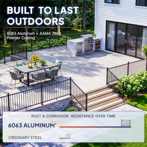 36in H x 4ft W Modular Aluminum Porch and Deck Railing Kit