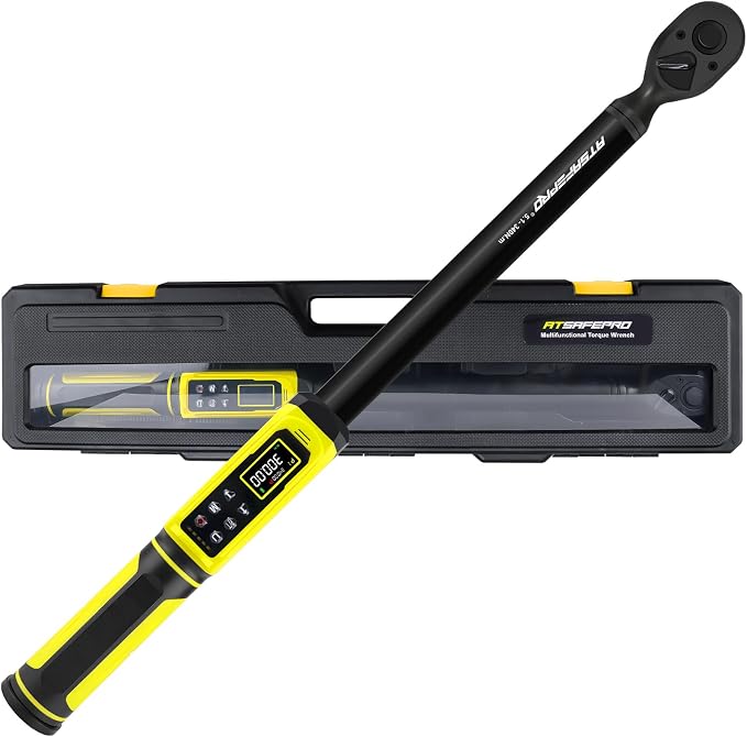 Digital Torque Wrench-1/2-Inch Drive & 5.1-340Nm (3.8-250.8 ft-lb), Heavy Duty Torque Wrench with Buzzer, 5 Units, ±2% Accuracy for Trucks & Machinery
