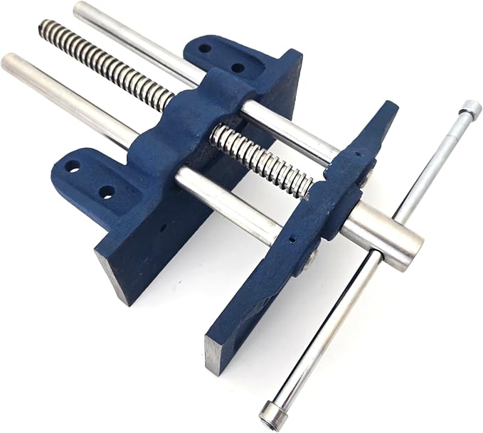 7" Light-Duty Woodworking Vise – Cast Iron Bench Vise with Trapezoidal Thread Screw & Dual Guide Bars – 6-1/8" Jaw Opening – Under-Bench Mount for Carpentry, Woodshop, and DIY Projects