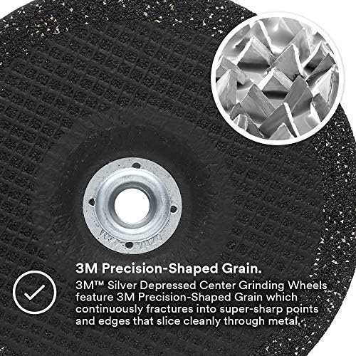 3M Silver Depressed Center Grinding Wheel, 87448, 36+, T27 Quick Change