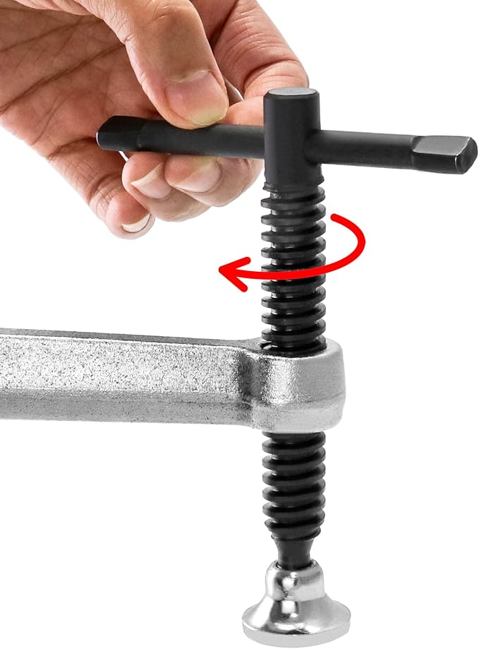 QWORK 12" Heavy Duty F Clamp, 4 Pack Drop-forged Bar Clamp, 4-3/4 Inch Throat Depth, 0.87" x 0.42" Guide Bar, Professional Forging Jaws, Rail, Spindle and Handle