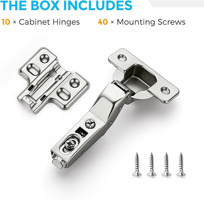 HOME EDIT 5 Pairs 10 Pack European Insert Soft Close Cabinet Hinges Concealed Kitchen Cabinet Hinges Heavy-Duty Frameless Adjustable for Cupboard Hardware