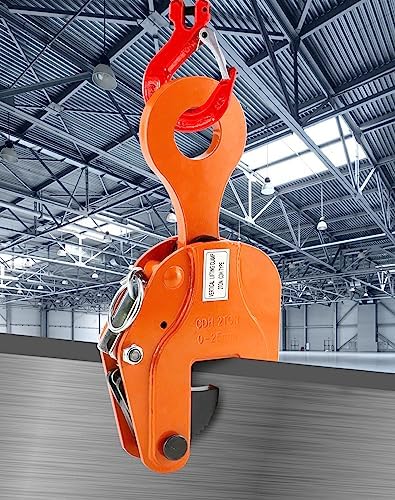 QWORK 2-Ton Heavy Duty Vertical Plate Lifting Clamp, 4400 lbs Capacity, Sheet Metal Lifting Clamp for Welding and Building, Orange Steel Plate Lifting Clamps