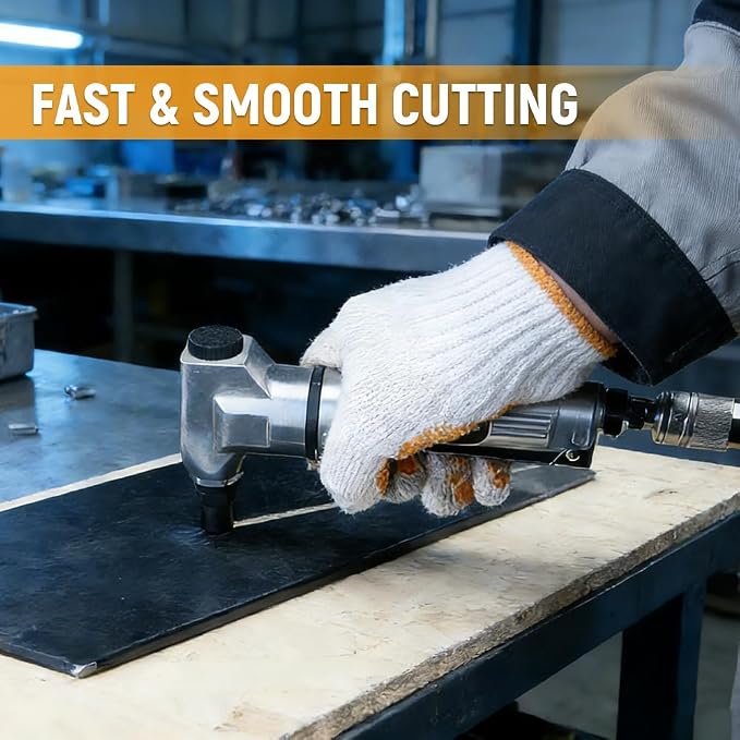 Hoteche Air Nibbler, 3600RPM Pneumatic Metal Cutter for 0.5-1.2MM Iron & Aluminum, Silver, Color Box Packaging