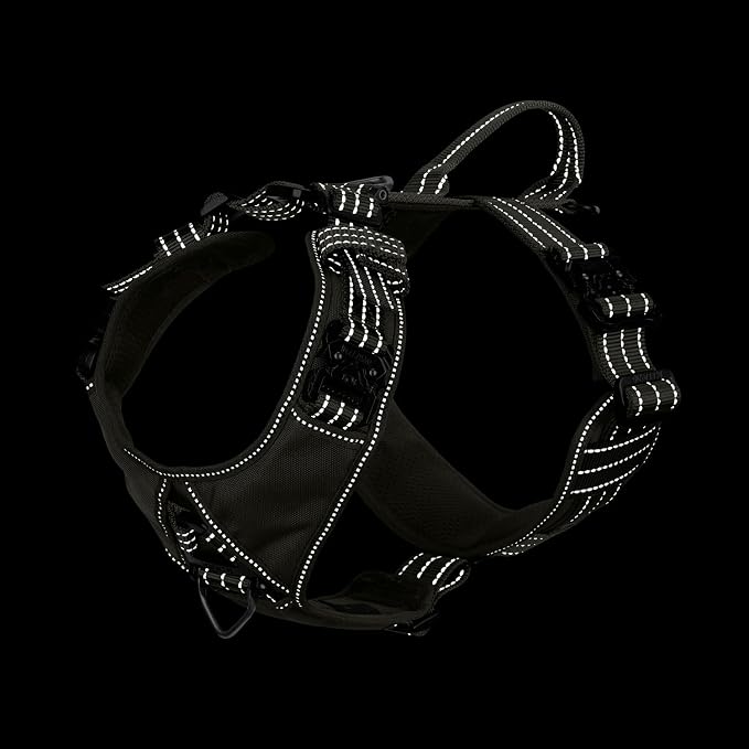 ICEFANG Dog Halter Harness with Metal Buckles,Dog Strap Vest X-Large Dogs | Control Handle,Summer-Cooling,Reflective,Front Hook,Adjustable,Soft Padded,No Pull,Green,XLarge