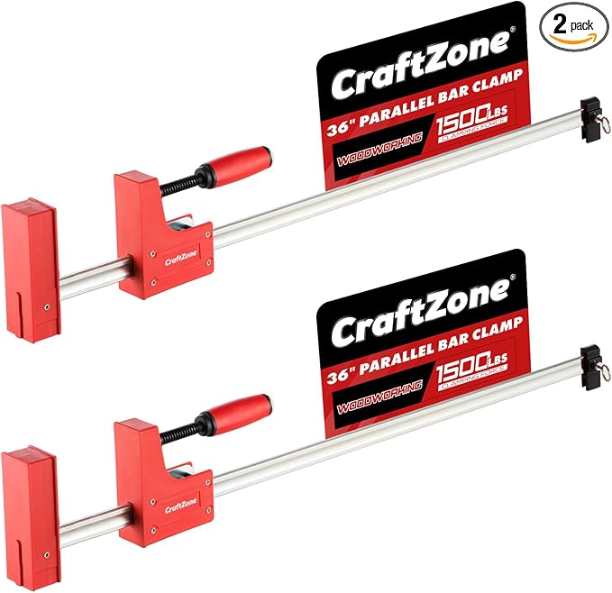 2-Pack 36" Parallel Clamps Bar Clamps for Woodworking F Bar Clamp with 1500 lbs Load Limit 3-7/8" Throat Depth High-Precision Carbon Steel Wood Clamps for Woodworking Metal Working