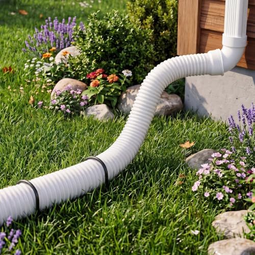 Zhengmy 2 Pcs Rain Gutter Downspout Extension Fixing Pin Downspout Ground Stake Holds Extensions Secure in Wind and Rain, Iron Fits 4" Round Pipes, Easy No Drill Installation