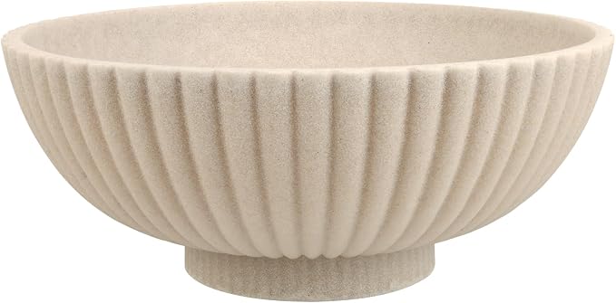 L'ARL GMVOI Large Decorative Bowl,Modern Handicraft Bowls for Home Decor,Fruit Bowl for Kitchen Counter,Stylish Key Bowl for Entry Table,Artificial Stone Beige
