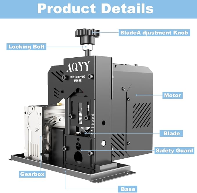 Electric Wire Stripper Machine, 0.06"-1.18" Automatic Wire Stripping Machine, Wire Stripping Tool for 1.5-25 mm Scrap Wire, Copper Wire Stripper Power Tool for Leftover Cable Recycling