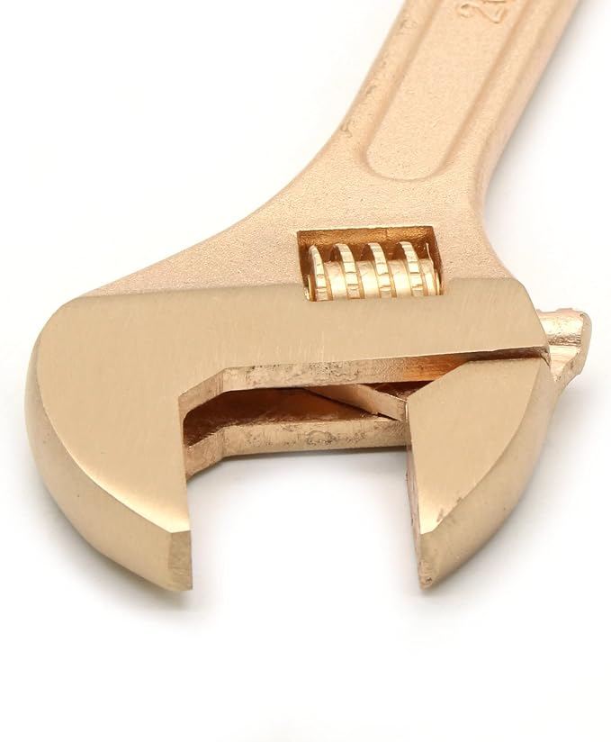 TMAX Non-Sparking 8" Adjustable Wrench Jaw Capacity 1" Aluminum Bronze | Spark Free Safety, Non-Magnetic And Corrosion-Resistant | Safety Tool For Flammable Hazardous Environment
