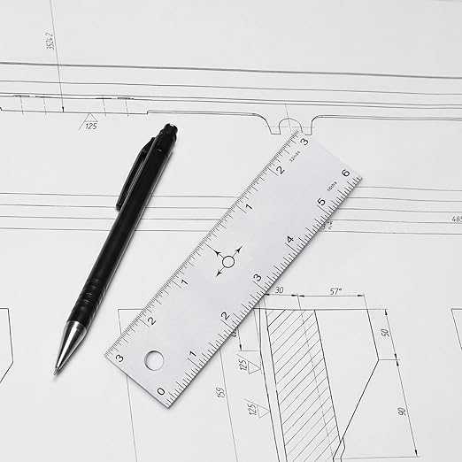 Tellegloww 2 Pack 6 Inch Center Finding Rulers Aluminum Metal Centering Ruler Tool Straight Edge for Woodworking Metal Work Construction and Around the Home