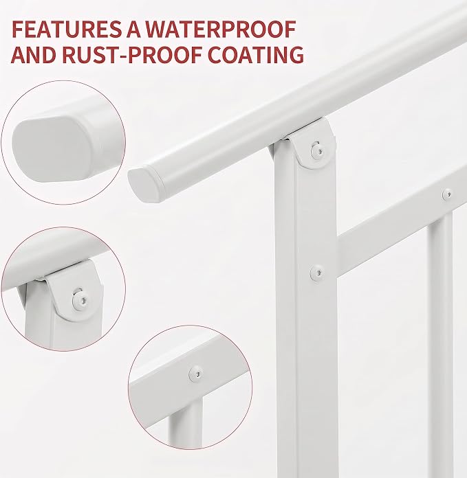 Hand Rails for Outdoor Steps，Stair Handrail & Indoor Stair Railing Kit，Railings for Outdoor Steps for Fence & Outdoor Steps (2, White-with Balusters, 4 Step)