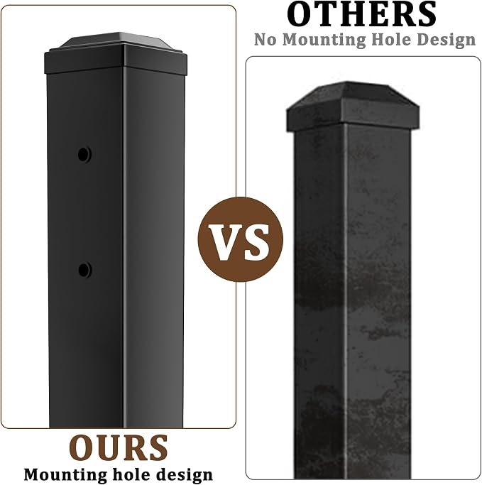 Metty Metal Deck Post,2.76 in. x 2.76 in. x 39 in Perpendicular Adjacent Two Side Pre-Drilled 90 Degree Railing Corner Post, Ending Support Post