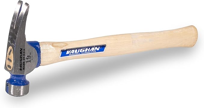 VAUGHAN CF2 California Framer Hammer, 19 oz Milled Face, Magnetic Nail Starter, Hickory Handle, Made in USA, Framing Hammer, Carpenter Hammer, VN11600