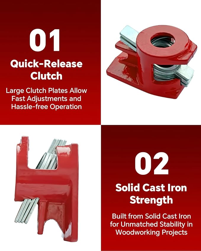 ATPEAM 1/2'' Wood Gluing Pipe Clamp Set 6 Pack Heavy Duty Cast Iron Quick Release Pipe Clamps for Woodworking (6, 1/2")