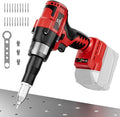 Cerycose Rivet Gun Compatible with Milwaukee 18V Battery, Cordless Rivet Tool with 3 Size (1/8", 5/32", 3/16") Aluminum Rivets, Brushless Motor Rivet Gun Kit Nose Piece, Led Light, Tool Only