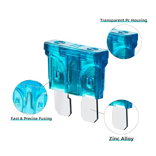 100Pcs 15 Amp Fuses Stanbdard Fuse, 15A Car Fuse Blade for Automotive, Truck, Boat, Motorcycle
