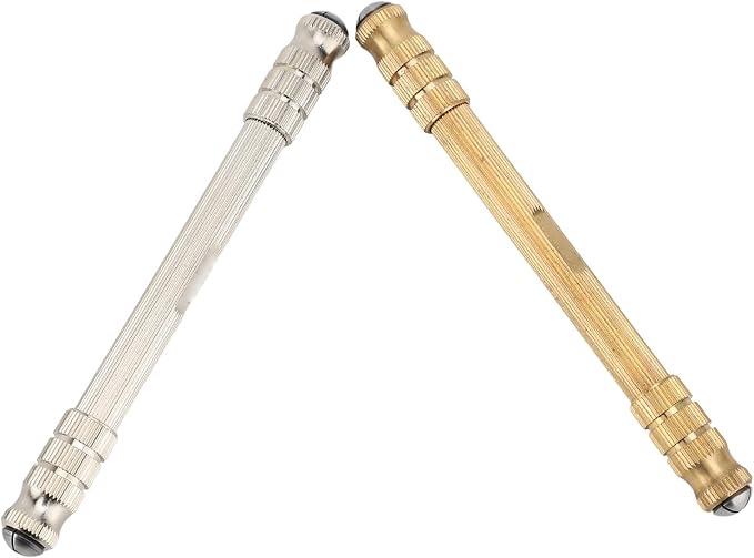 2pcs Pin Vise Hand Drill, Double Headed High Strength Watchmaker Tool, Detachable Design with 4 Interchangeable Chucks, Precision Metal Brass Hand Drill for Home Carving Clock Watc