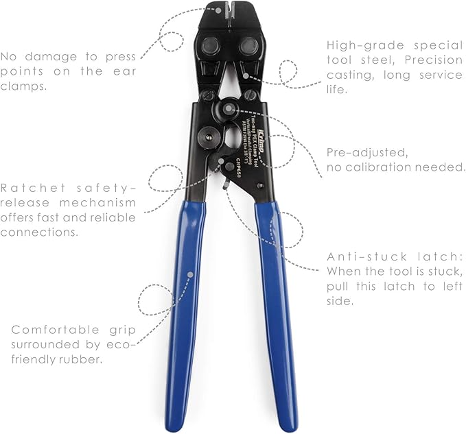 iCrimp PEX Cinch Tool for Stainless Steel Clamp-Vertical & Parallel Clamping from 3/8-inch to 1-inch -CRP650