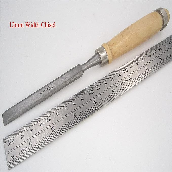1Pcs Woodwork Wood Carve Woodcarve Gouge Chisel Sculpture Craft Woodcut Art Artist Carpenter Chip Carpentry Mortise Sculpte,Flat Chisel,12MM