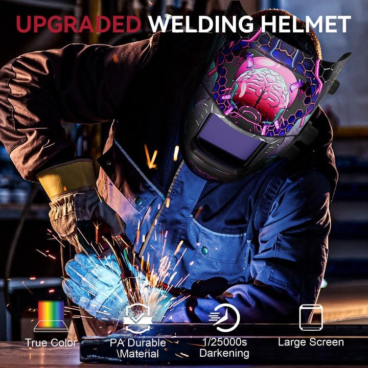 ARCCAPTAIN Auto Darkening Welding Helmet, 3.94"X3.66" Large Viewing Screen