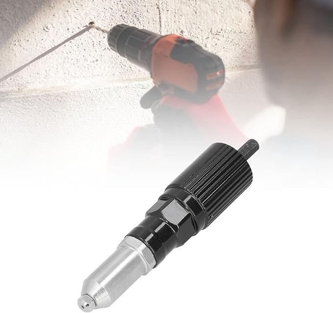 Electric Rivet Nut Gun Drill Adapter, Electric Rivet Gun Adapter Black Hex Shank Cordless Riveting Drills Adaptors for Door