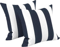 LVTXIII Outdoor/Indoor Throw Pillows, Decorative Throw Pillows with Inserts, 18”x18” Square Pillows for Bed, Couch, Sofa and Patio Furniture (Set of 2, Cabana Navy)