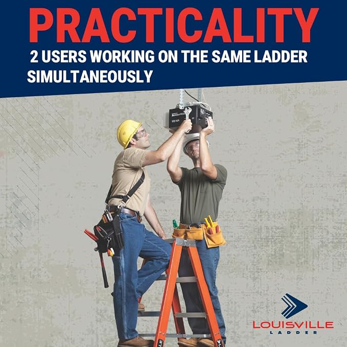 Louisville Ladder 10-Foot Fiberglass Twin Front Step Ladder, 375-Pound Load Capacity, Type IAA, FM1410HD
