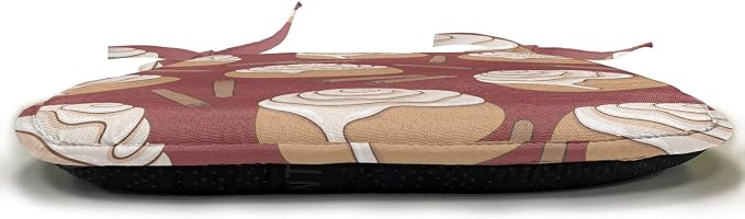 Lunarable Cinnamon Chair Seating Cushion Set of 6, Digitally Generated Delicious Cinnamon Rolls Dessert Patisserie Themed, Anti-Slip Seat Padding for Kitchen & Patio, 16"x16", Pale Maroon and Cocoa