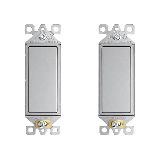 ELEGRP Matte Gray 3 Way Decorator Light Switch, 15A 120-277V, Paddle Rocker Switch Replacement, On/Off Wall Switch, Self-Grounding, Residential Grade, UL/CUL, 2 Pack