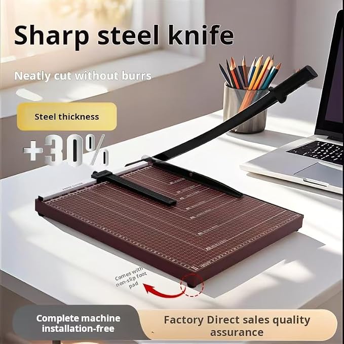Guillotine Paper Cutter 18 Inch - Professional Large Paper Heavy Duty Trimmer, 12-Sheet Capacity for Cardstock & Photos, Safety Lock & Self-Sharpening Blade for Office, School, Craft Studio