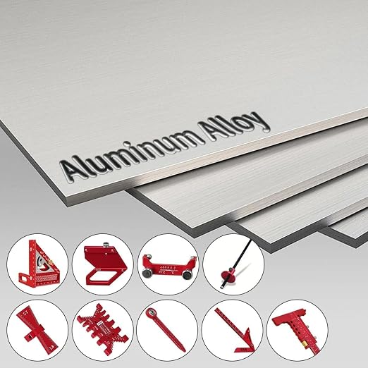 Woodworking Measuring Tools with Box, Aluminum Scribeing Ruler, Multi-Purpose Marking Ruler, Precision Layout Measuring Tool Carpentry Square Kits for Engineer Carpenter (10pcs with Box)