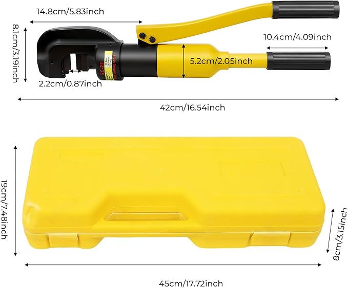 Hydraulic Rebar Cutter 13 Ton Manual Hydraulic Cable Cutter 4-22mm Shear Area Heavy Duty Bolt Cutters with Box Professional Handheld Cutting Tool for Construction, Copper