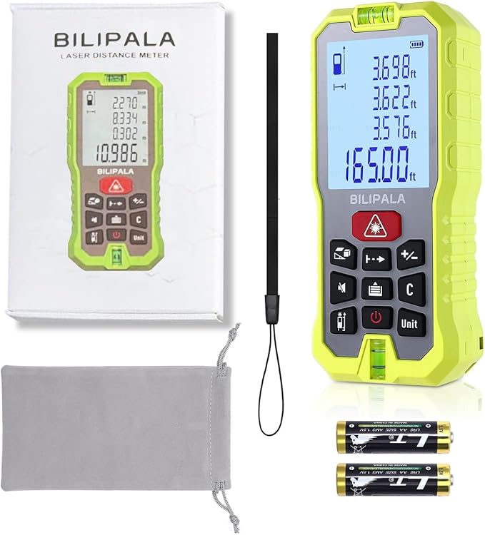Laser Distance Measuring Tool, 70M/229ft Laser Measure, ±2mm Accuracy Laser Distance Meters with Backlit LCD, Measuring Distance, Area, Volume, Pythagorean Mode for Indoor/Outdoor Use(Red Laser)