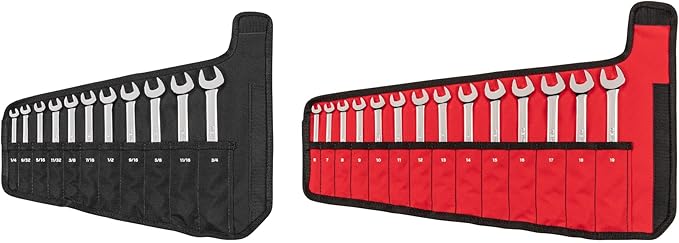 TEKTON Combination Wrench Set, 25-Piece | WCB94301 | (1/4 - 3/4 in., 6 - 19 mm), Wrench Roll, Chrome Finish