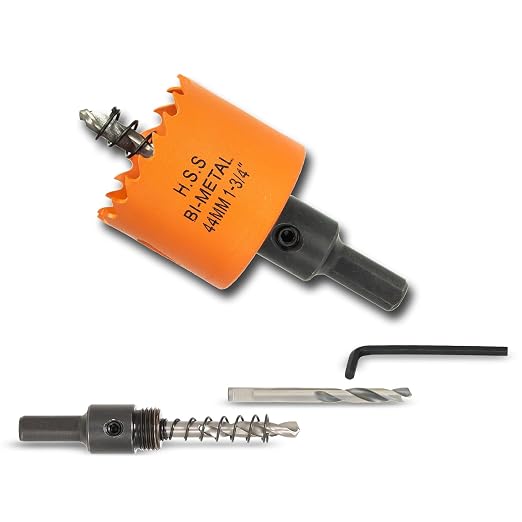 1-3/4 inch Hole Saw with Arbor for Metal Wood Plastic, 1.75 in Bimetal Hole Cutter for Different Project with Smooth and Flat Drilling Edge, Fast Chip Removal